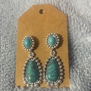Turquoise and Silver Drop Earrings